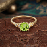 4 Prong Classic Round Peridot Engagement Ring for Women